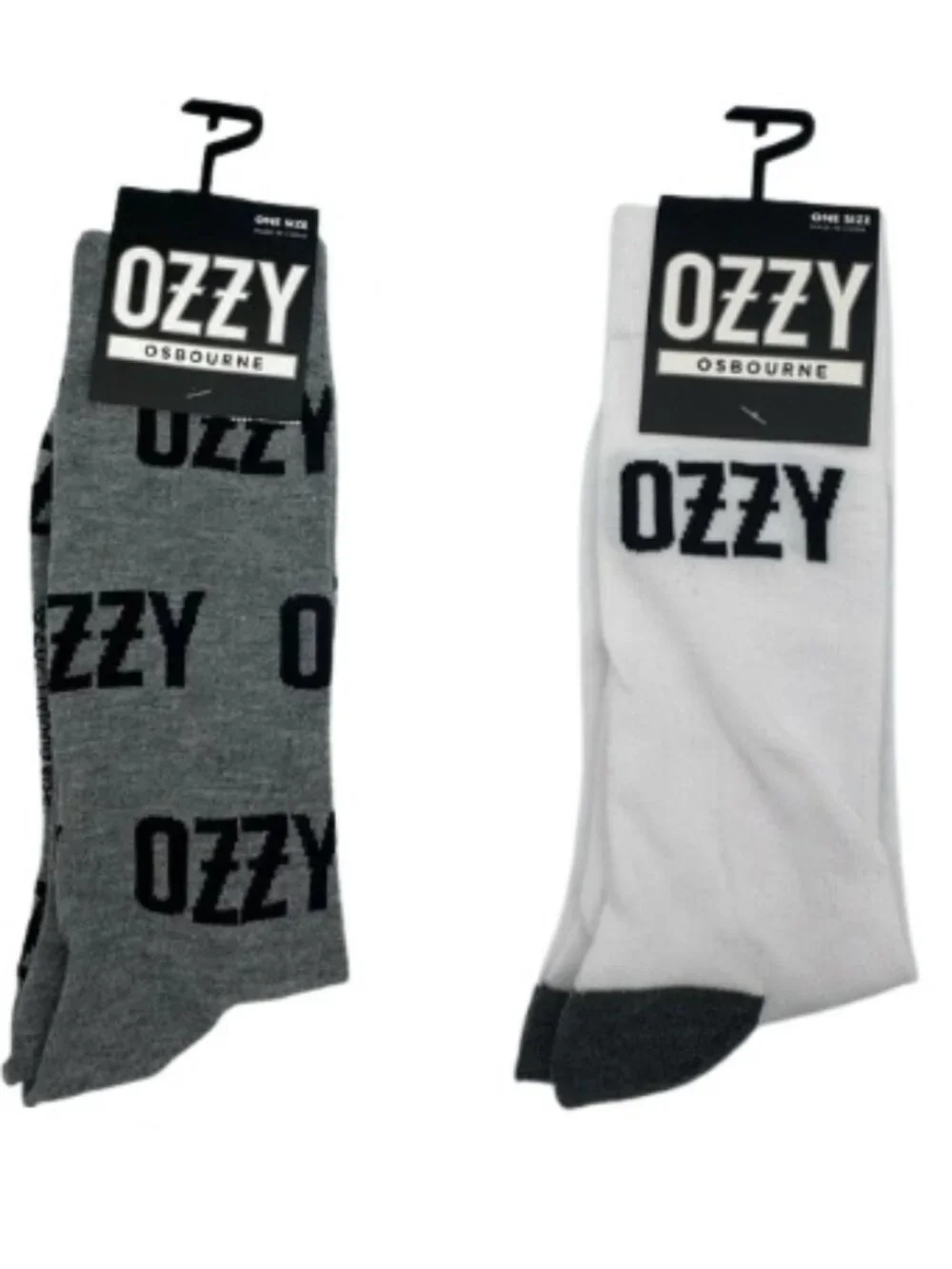 Ozzy Osbourne Crew Socks Gray White‎ Rock Band One Size Unisex New